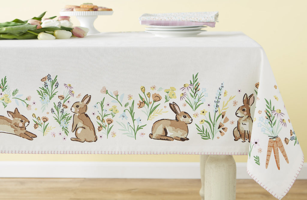 Spring Bunny Hop Printed Tablecloth -  60 x 84"