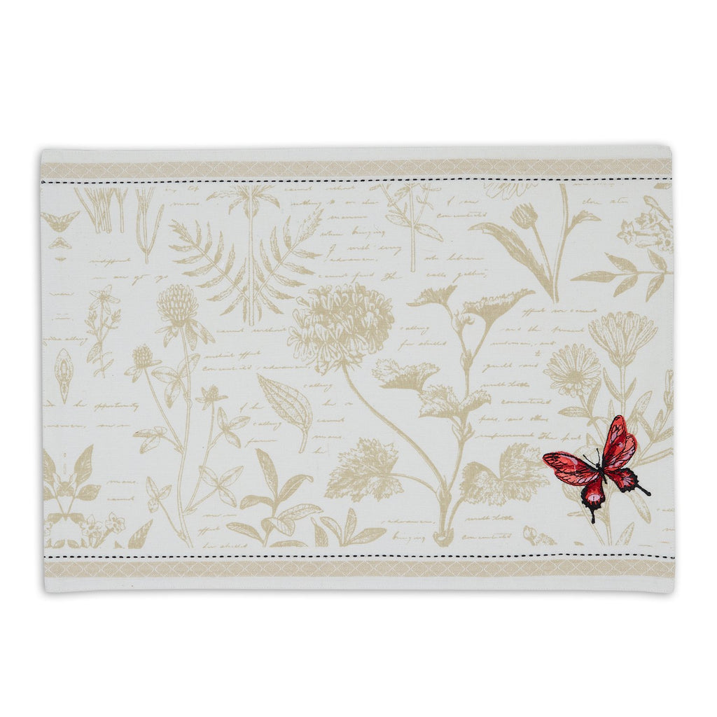 Botanical Butterfly Embroidered Placemat - DII Design Imports