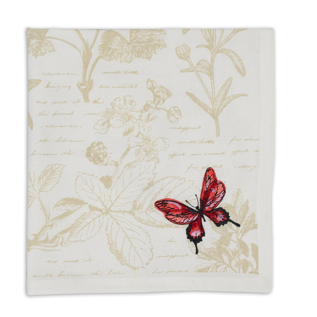 Botanical Butterfly Embroidered Napkin - DII Design Imports