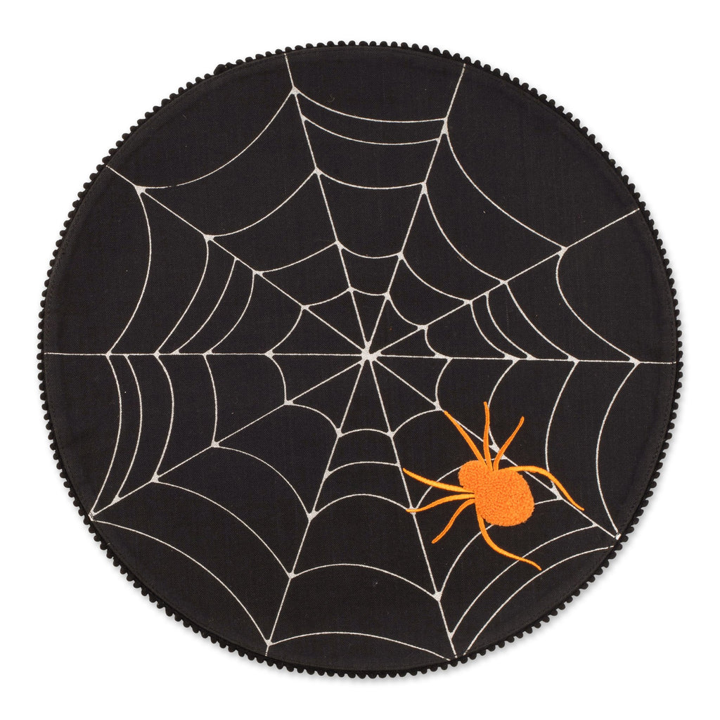 Spooky Spiderweb Embellished Round Placemat