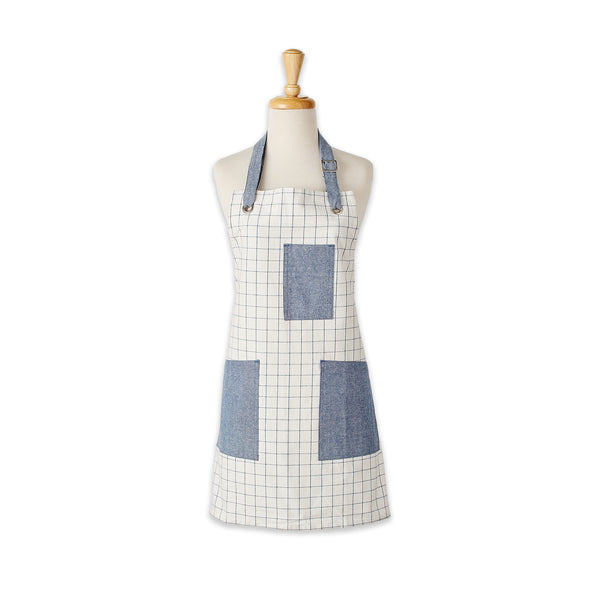 Pantry Apron - Navy Windowpane Plaid