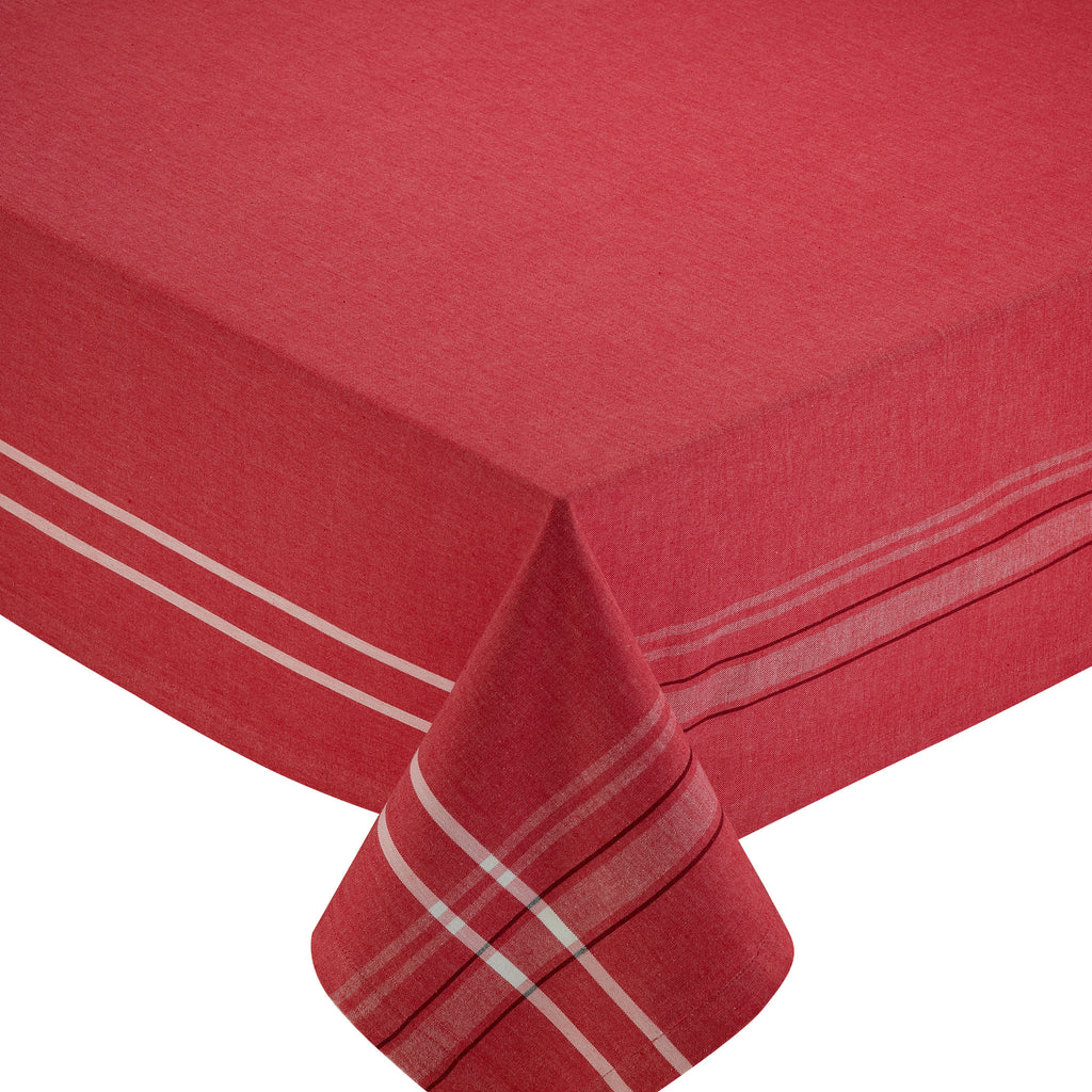 Tango Red French Chambray Tablecloth - DII Design Imports