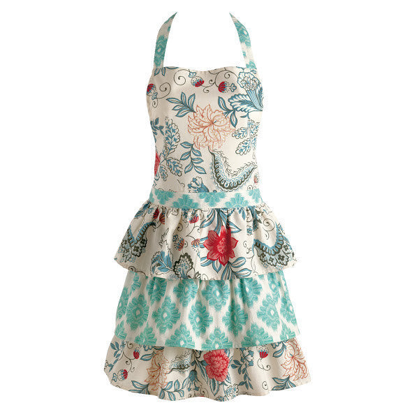 Blue Ikat Flowers Vintage Apron - DII Design Imports