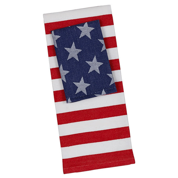 Stars & Stripes Dishtowel and Dishcloth - Set of 2 - DII Design Imports