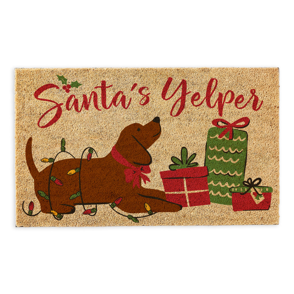 Santas Yelper With Presents Doormat