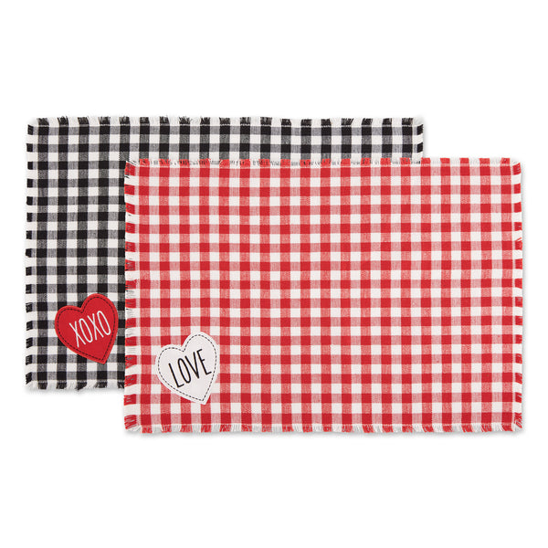 Love & Xoxo Checkers Embellished Placemats Mixed Dozen