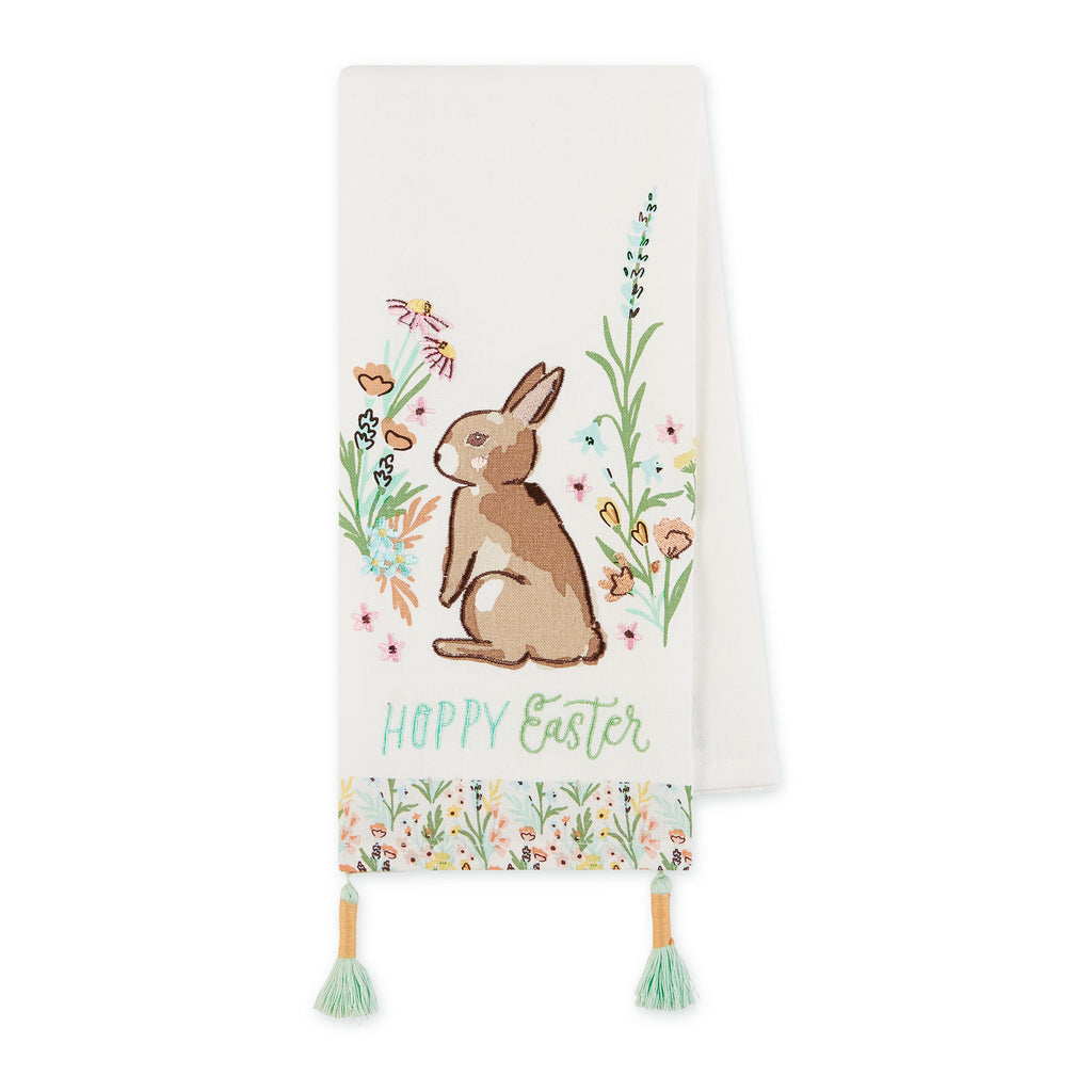 Hoppy Easter Bunny Embellished Dishtowel
