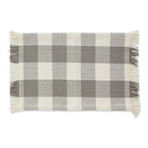 DOVE GRAY CHECK FRINGE PLACEMAT