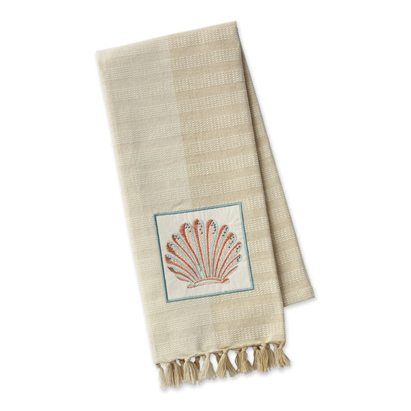 Seashell Embellished Dishtowel - DII Design Imports