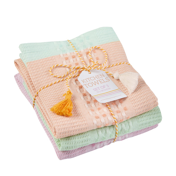 Happy Waffle Heavyweight Dishtowel Set of 3