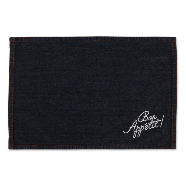 Bon Appetit Denim Embroidered Placemat