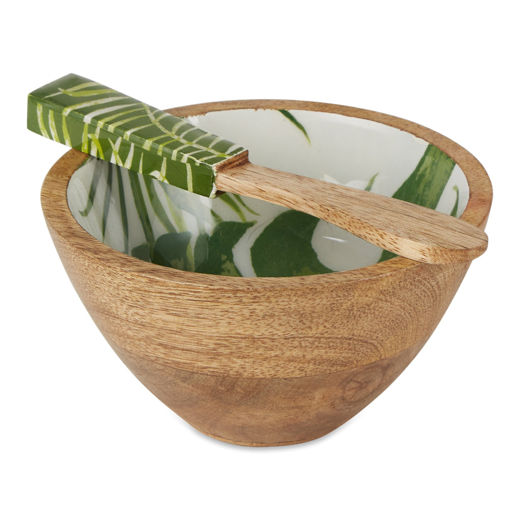 Palms Enamel Wood Bowl Spreader Set