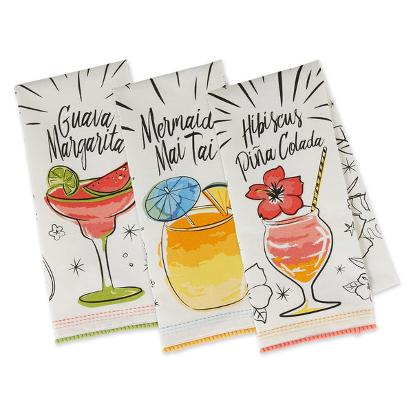 Tropical Sips Recipe Embellished Dishtowels