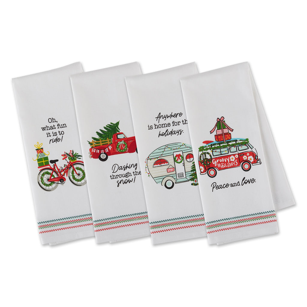 Holidays On Wheels Printed Dishtowels Mixed Dozen