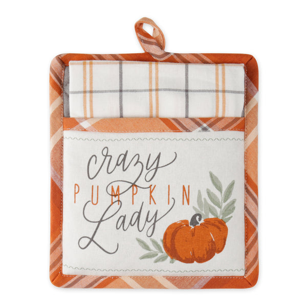 Crazy Pumpkin Lady Potholder Gift Set
