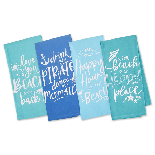 BEACH HAPPY PLACE PRINTED DISHTOWELS MIXED DOZEN