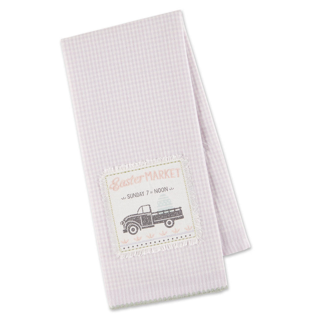 Easter Market Truck Embellished Dishtowel