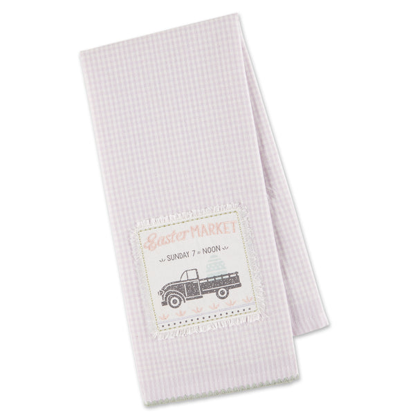 Easter Market Truck Embellished Dishtowel