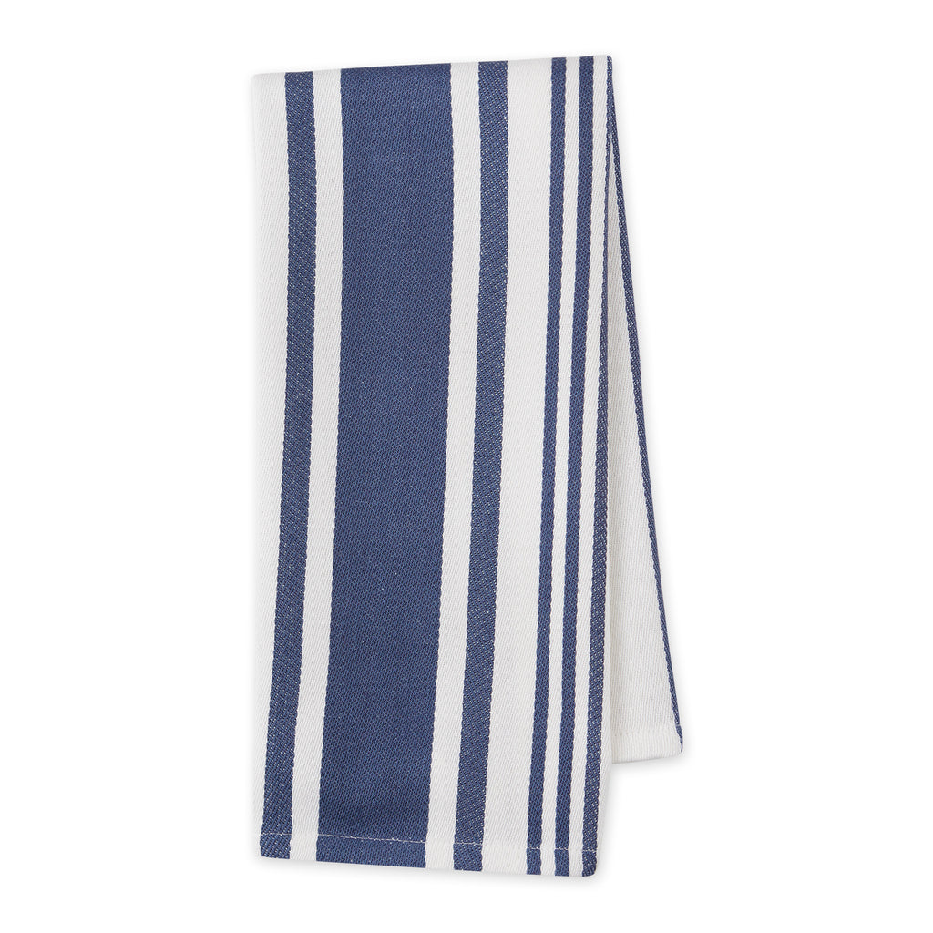 Blue Indigo Satin Twill Stripe Dishtowel