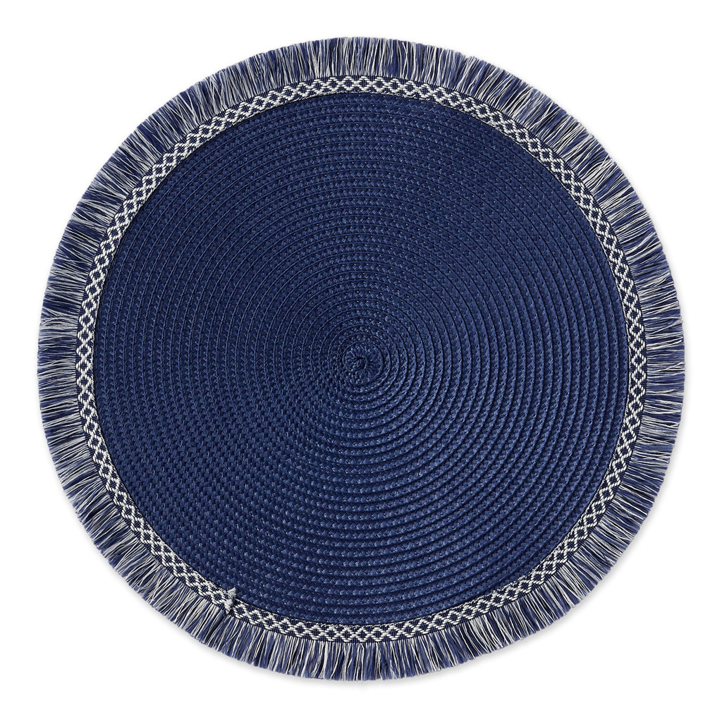 Midnight Blue Round Fringed Placemats - DII Design Imports