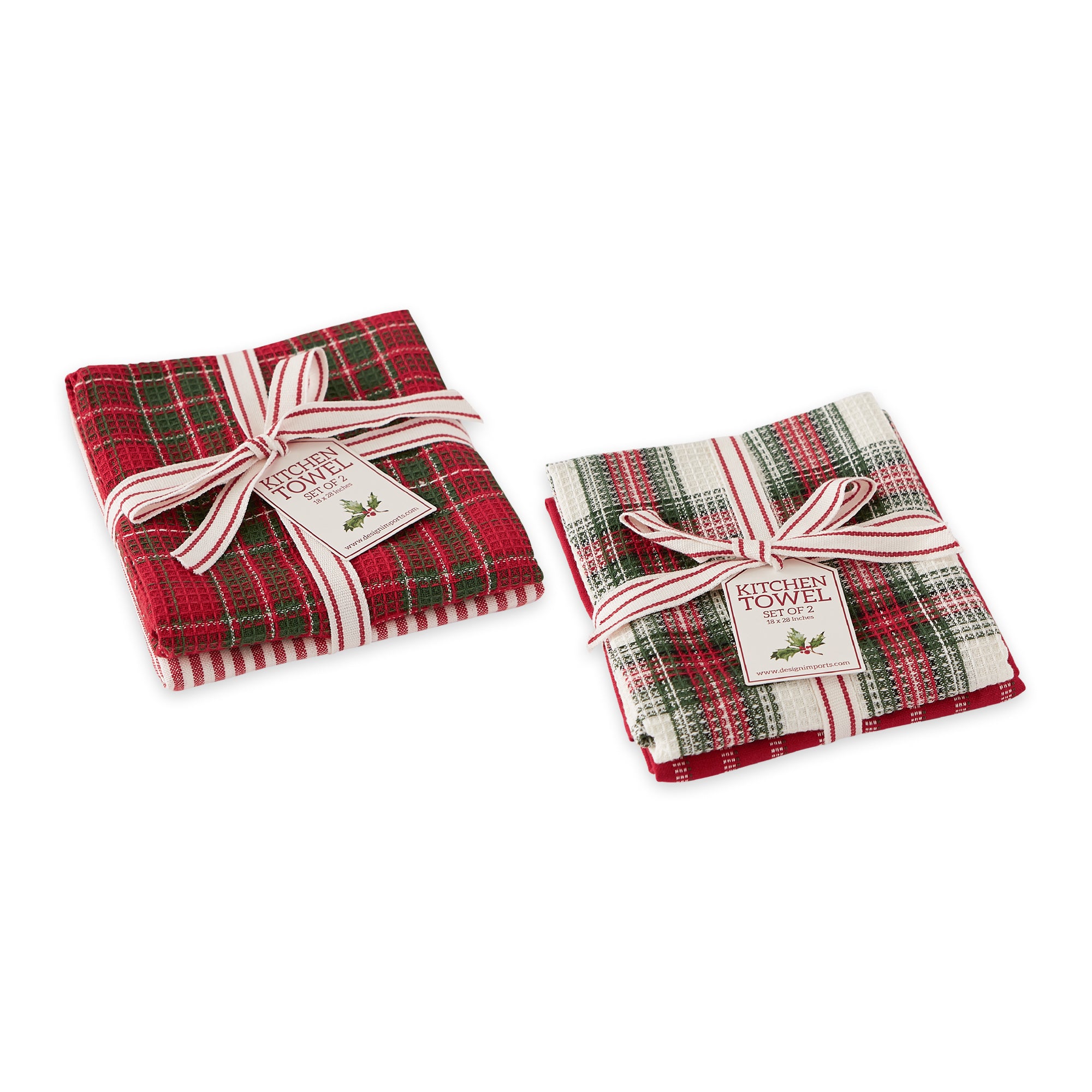 Tree Tartan Traditional Holiday Dish Towels, Set of Two