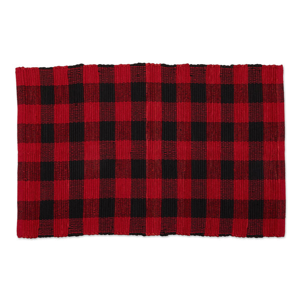 Red/Black Buffalo Check Chindi Rug - DII Design Imports