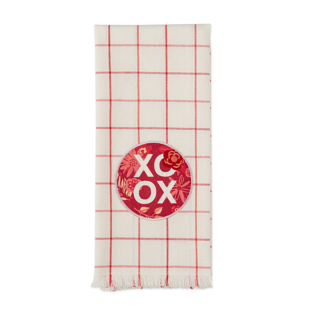Floral XOXO Embellished Dishtowel