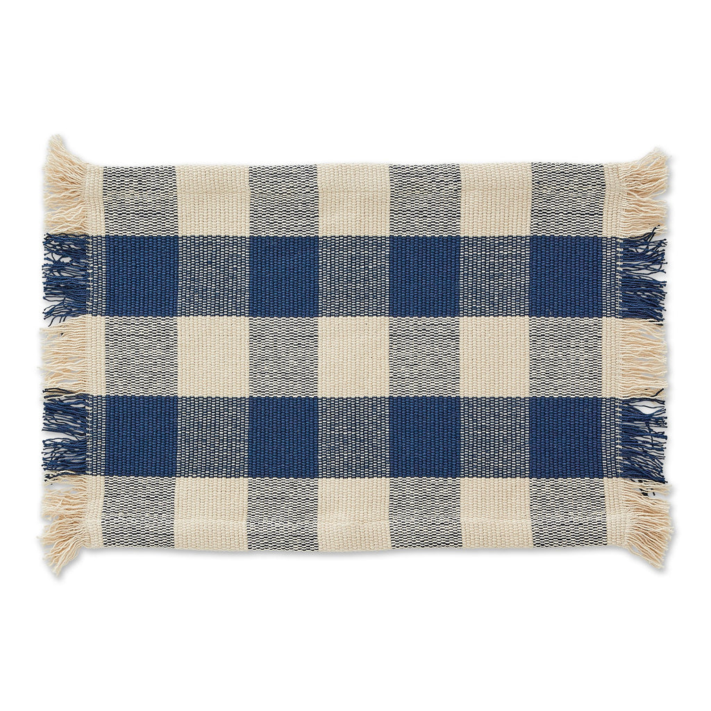 SAILOR BLUE CHECK FRINGE PLACEMAT