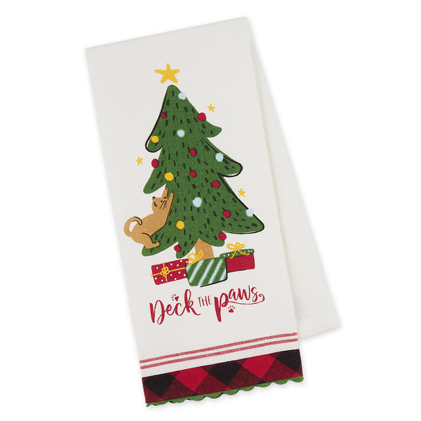 Deck The Paws Embellished Dishtowel