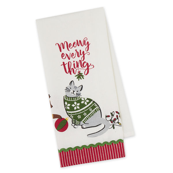 Meowy Everything Embellished Dishtowel