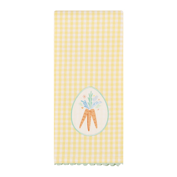 Spring Carrots Embellished Dishtowel