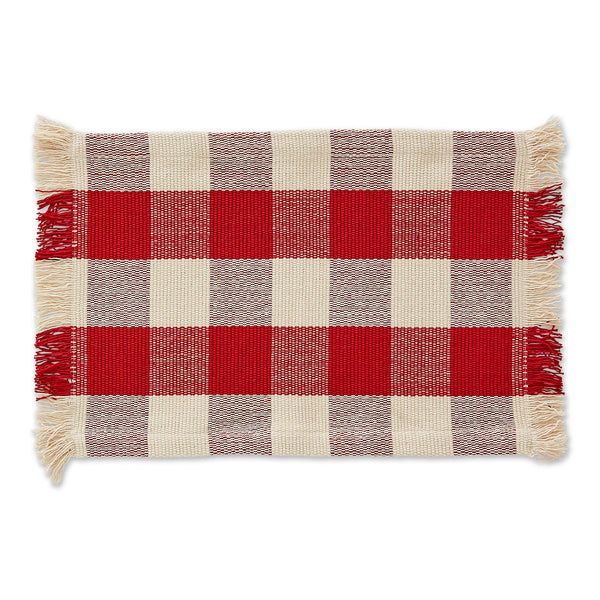 GARNET CHECK FRINGE PLACEMAT