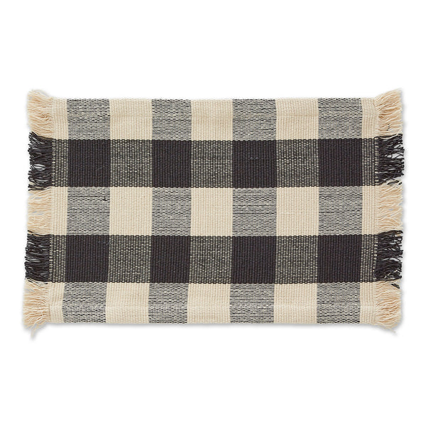 BLACK CHECK FRINGE PLACEMAT