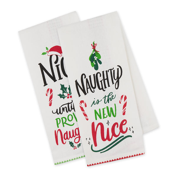 Design Imports Set of 3 Farmhouse Christmas Flour Sack Towels