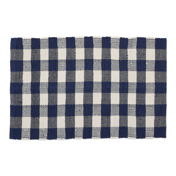 Navy/Cream Buffalo Check Chindi Rug - DII Design Imports