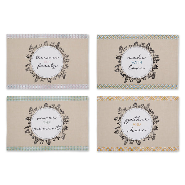 HEARTFELT SAYINGS EMBELLISHED PLACEMATS MIXED DOZEN