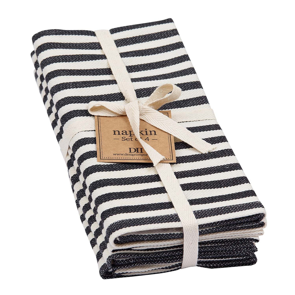 Black Petite Stripe Napkin Set of 4 - DII Design Imports