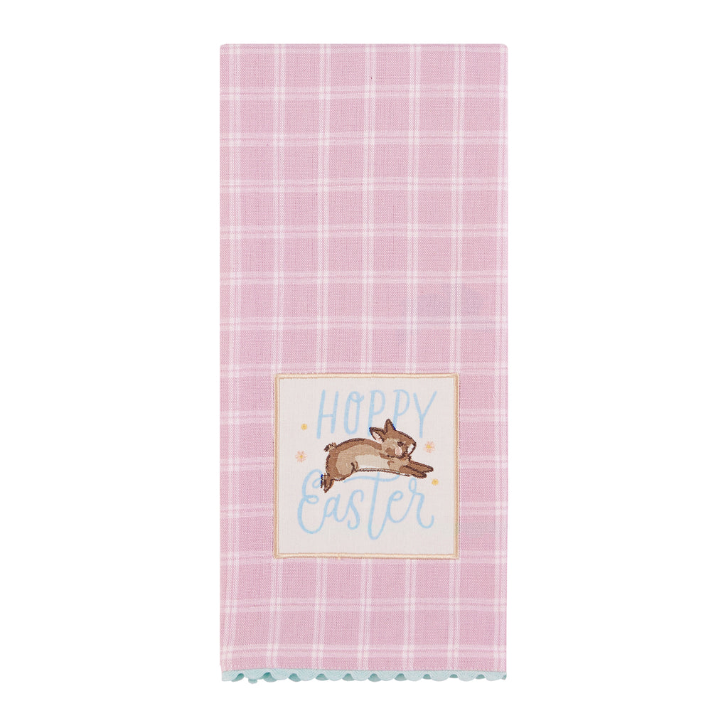 Hoppy Bunny Embellished Dishtowel