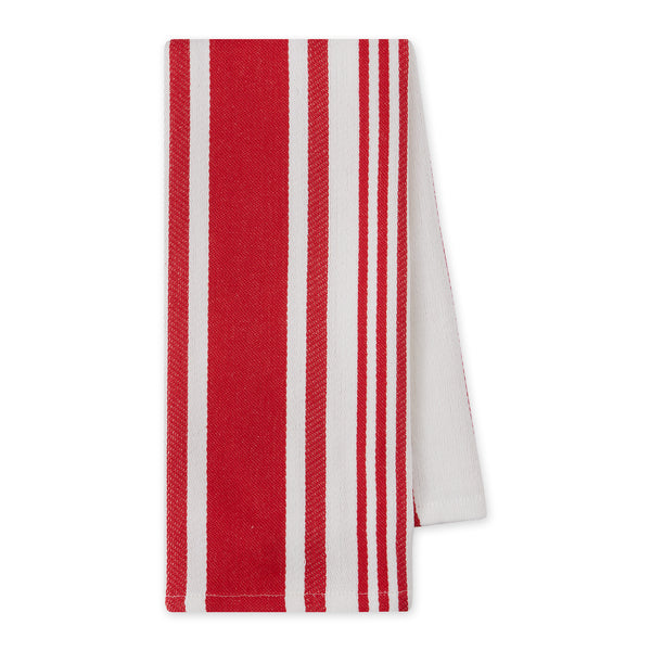 Red Cider Satin Twill Stripe Dishtowel