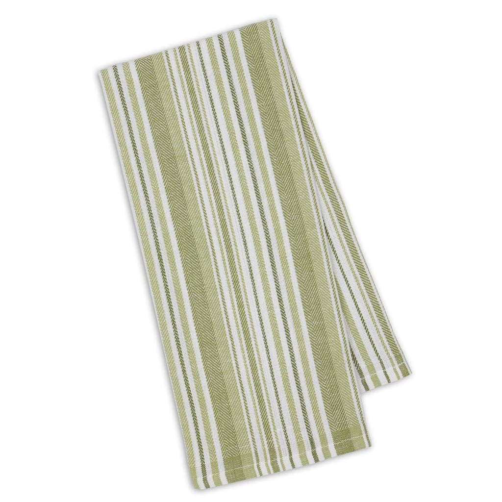 Parsley Green Herringbone Stripe Dishtowel - DII Design Imports
