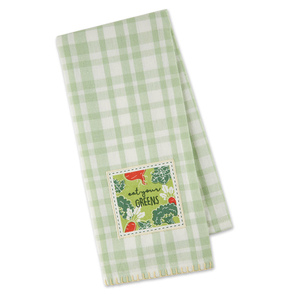 Eat Your Greens Embellished Dishtowel