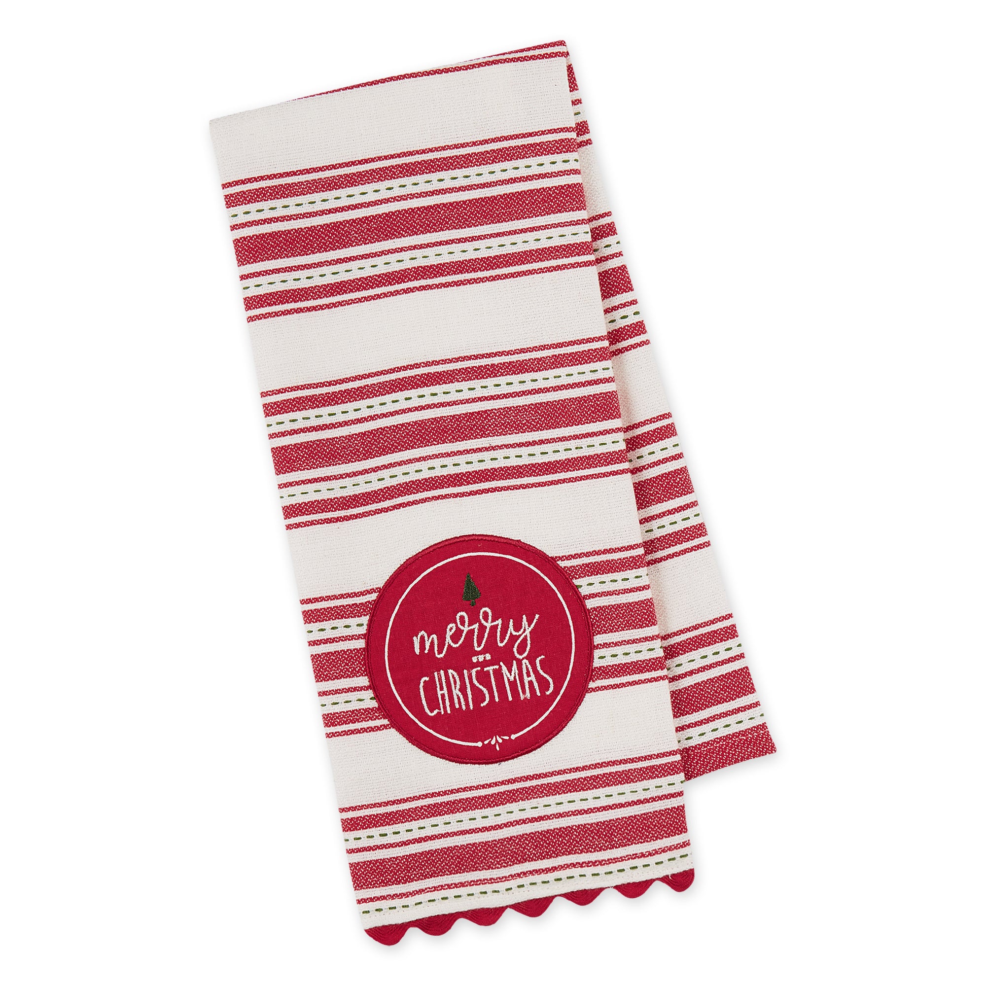 Holiday Ribbon Embroidered Merry Christmas Bath Towel Set