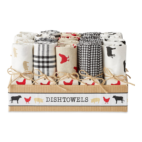 FARMHOUSE ASSORTED DISHTOWEL PDQ