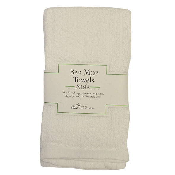 Bar Mop Towels White Cotton Kitchen Towels 16x19 Terry Cloth Pack of 12.